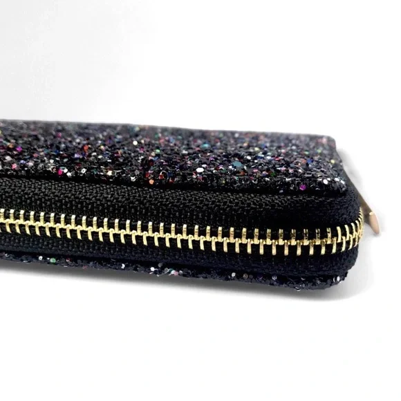 Amazing black glitter women’s fancy elegant holiday wedding wallet - Picture 7 of 9